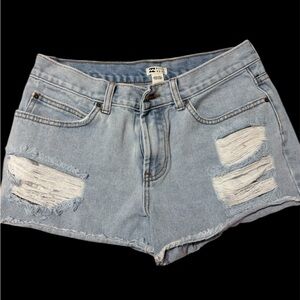 Billabong Drift Away Distressed Denim Women Shorts Sz 27